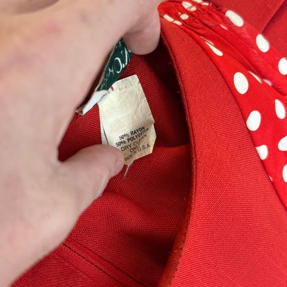 Patty O'Neil Vintage 60s Red Polka Dot Button Front Shift Dress Minnie Mouse - Picture 8 of 15